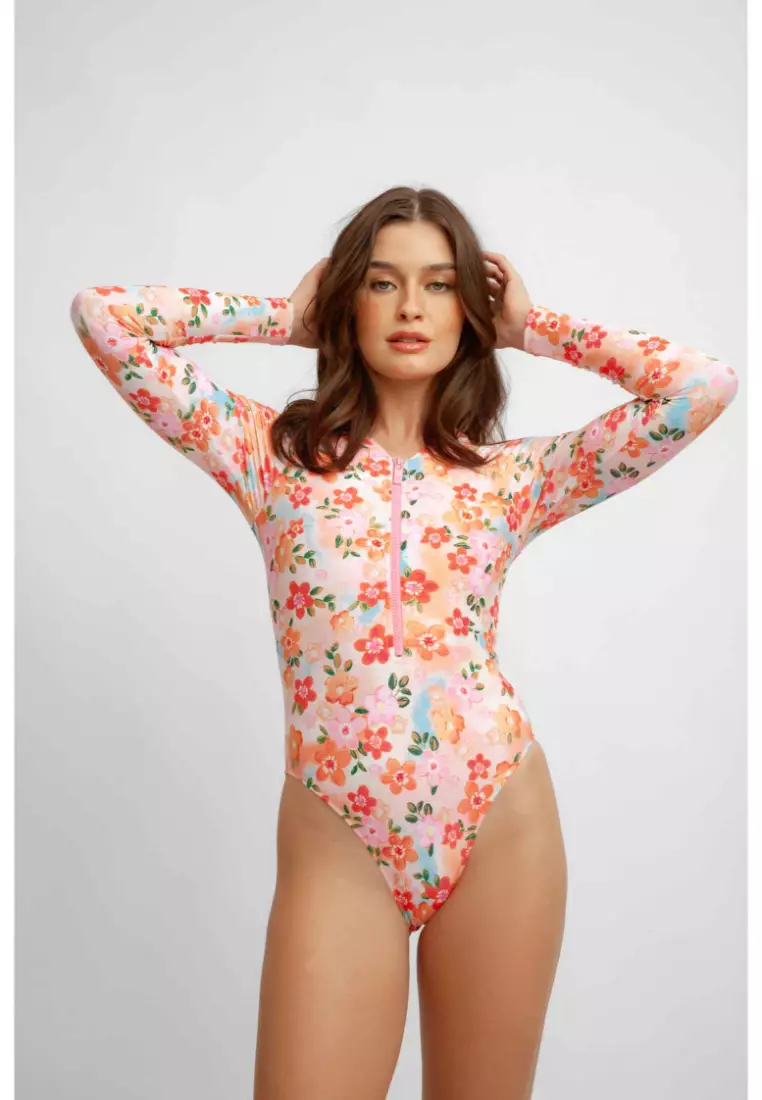 Jenny Long-Sleeve Surf One Piece Swimsuit / Sugarplum