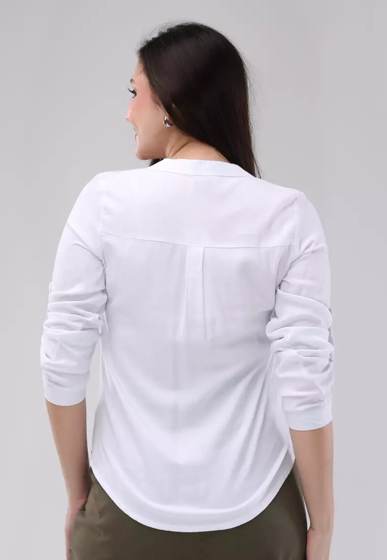 Single Twill Woven Long Sleeves Blouse
