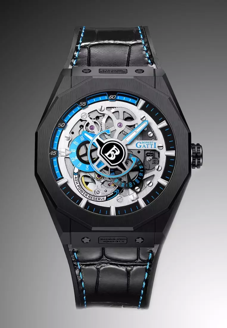 Automatic Unisex Stainless Steel Watch, Leather Strap