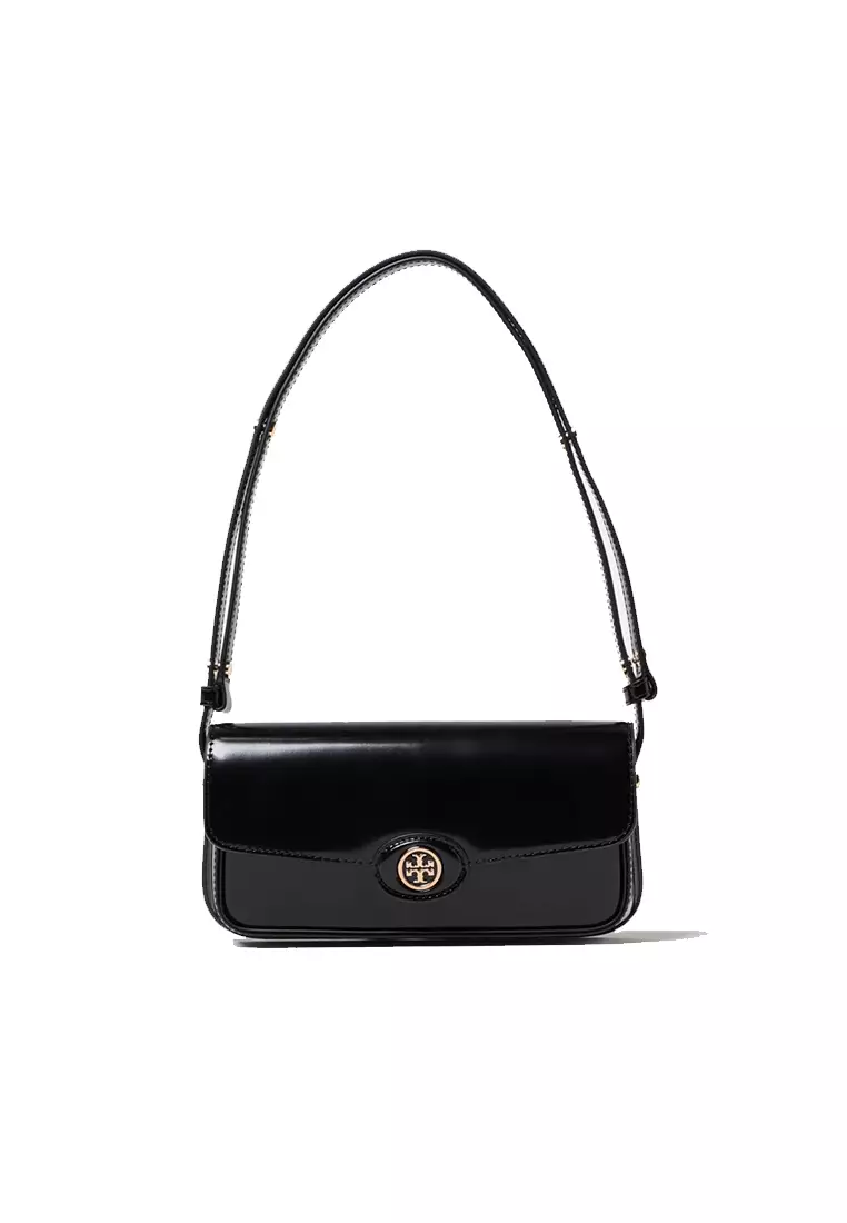 TORY BURCH Robinson Spazzolato Rectangle Shoulder Bag in Black