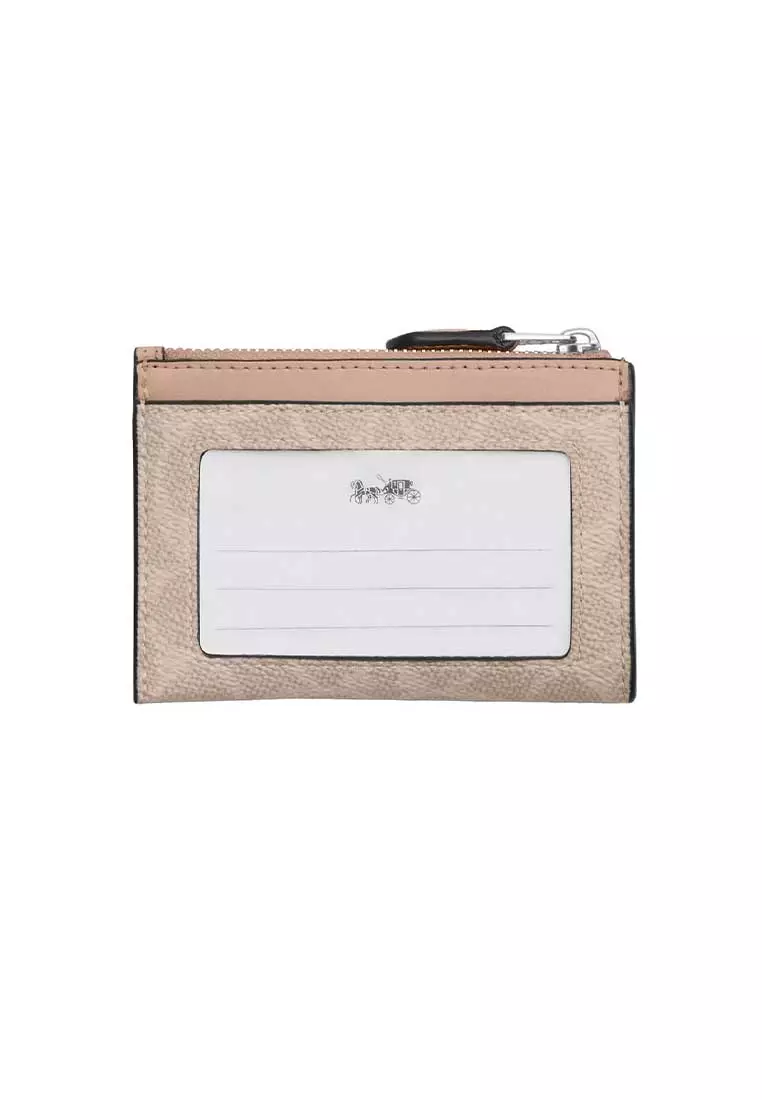Mini Skinny ID Case In Signature Canvas Sand/Taupe CW870