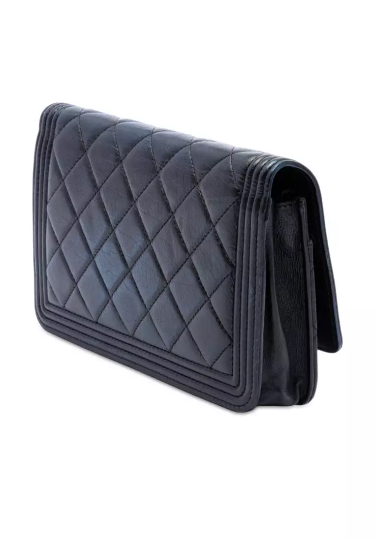 Pre-Loved Chanel Quilted Aged Calfskin Boy Wallet On Chain