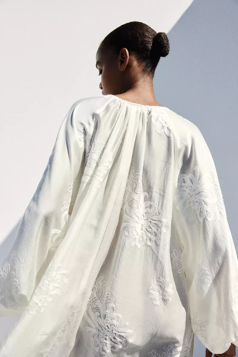 Dress with embroidery h&m cheap