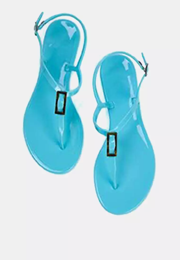 Baby Blue Jelly Flip Flops Women's Sandals Takss25Sd00065