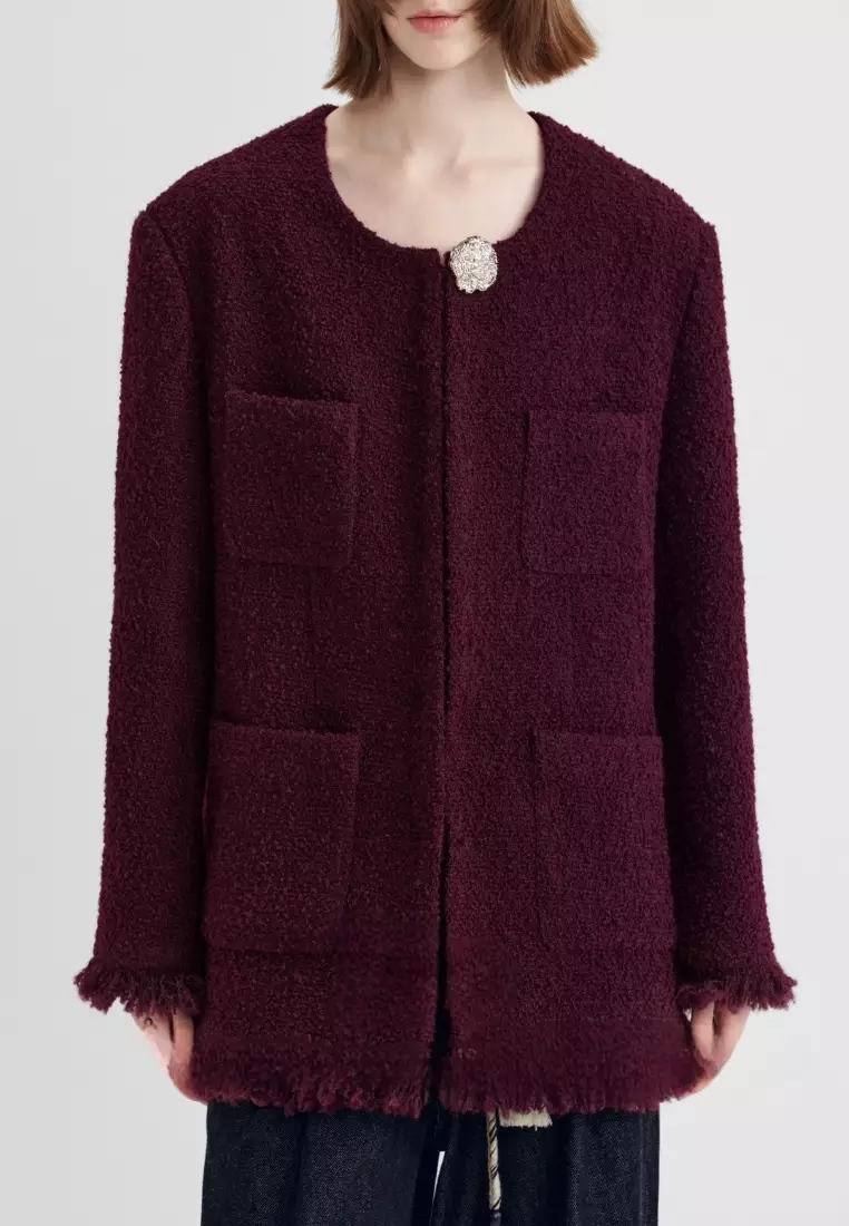 無領流蘇下擺西裝外套