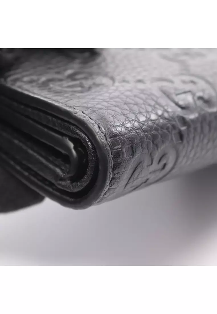 Pre-Loved Gucci GG Emblem small wallet Bi-fold wallet leather black