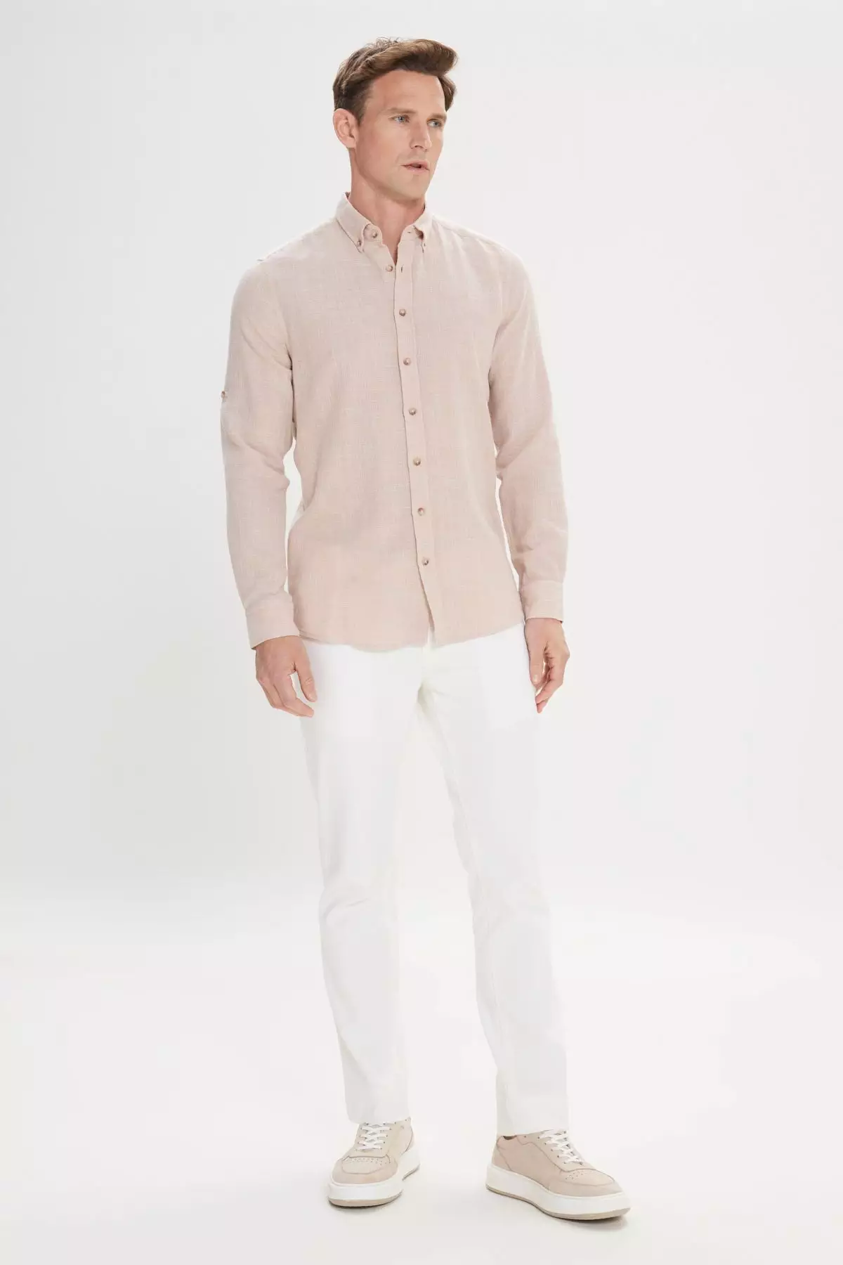 Slim Fit Linen Look Shirt
