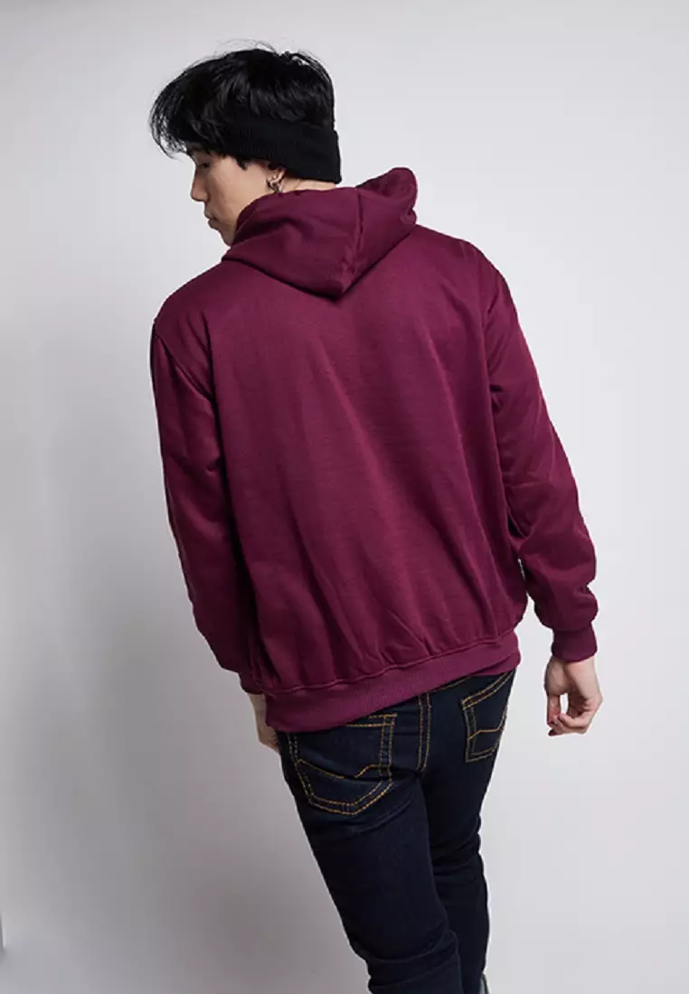 Jaket Polos Jumper Hoodie Sweater Warna Burgundy