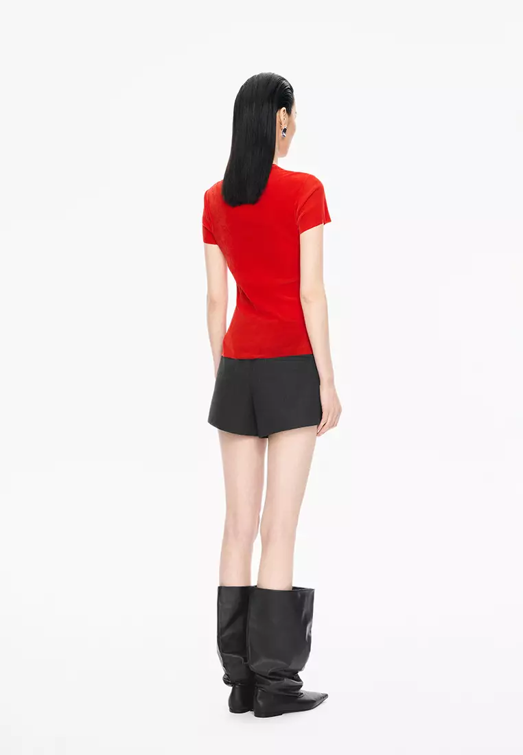 100% Wool Straight-Leg Rolled-Up Shorts with Slits