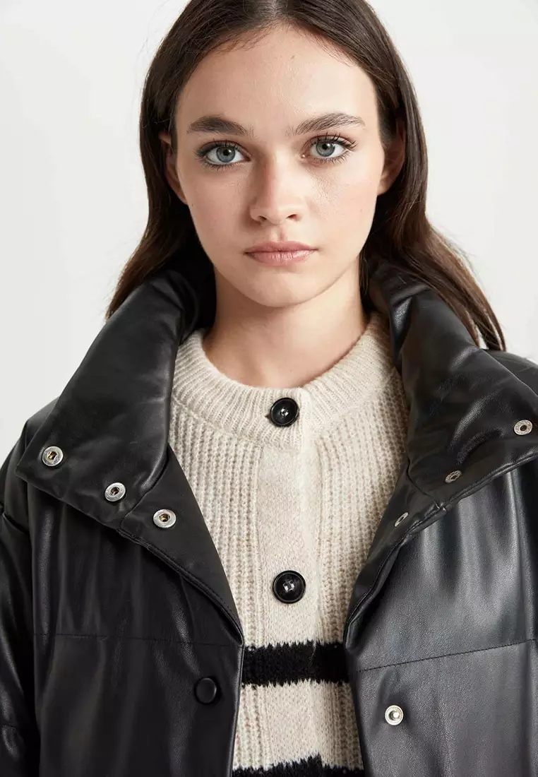 DeFacto Damen Coat Aus 100% Polyester - Wasserdichter Wintermantel