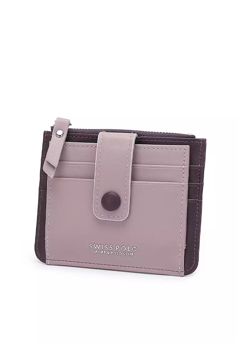 Women's Card Holder With Coin Compartment - Purple