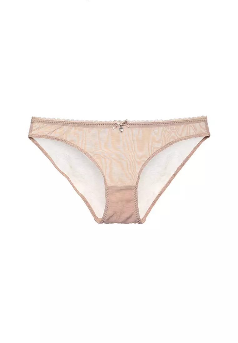 女士透氣性感網紗內衣套裝（文胸和內褲）- 膚色