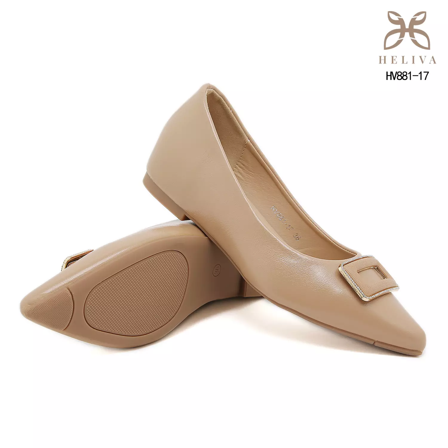 Heliva Loretta Semi Glossy Flats with Sparkling Buckle & Feminine Pointed Toe HV88117