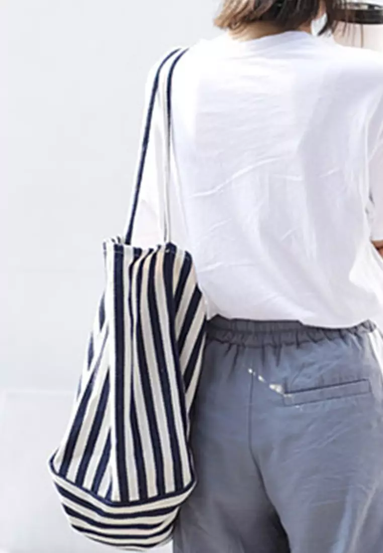 Simple Small Fresh Small Striped Canvas Bag Ca21051315BL