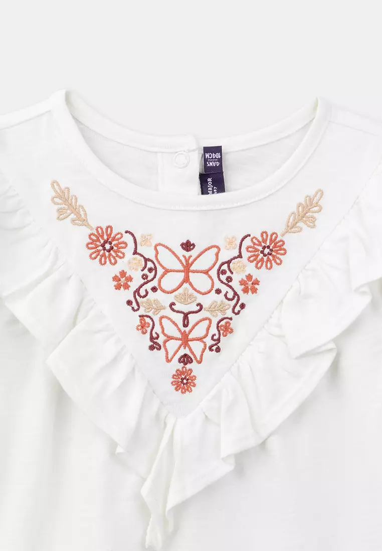 Ecru Ruffled T-Shirt