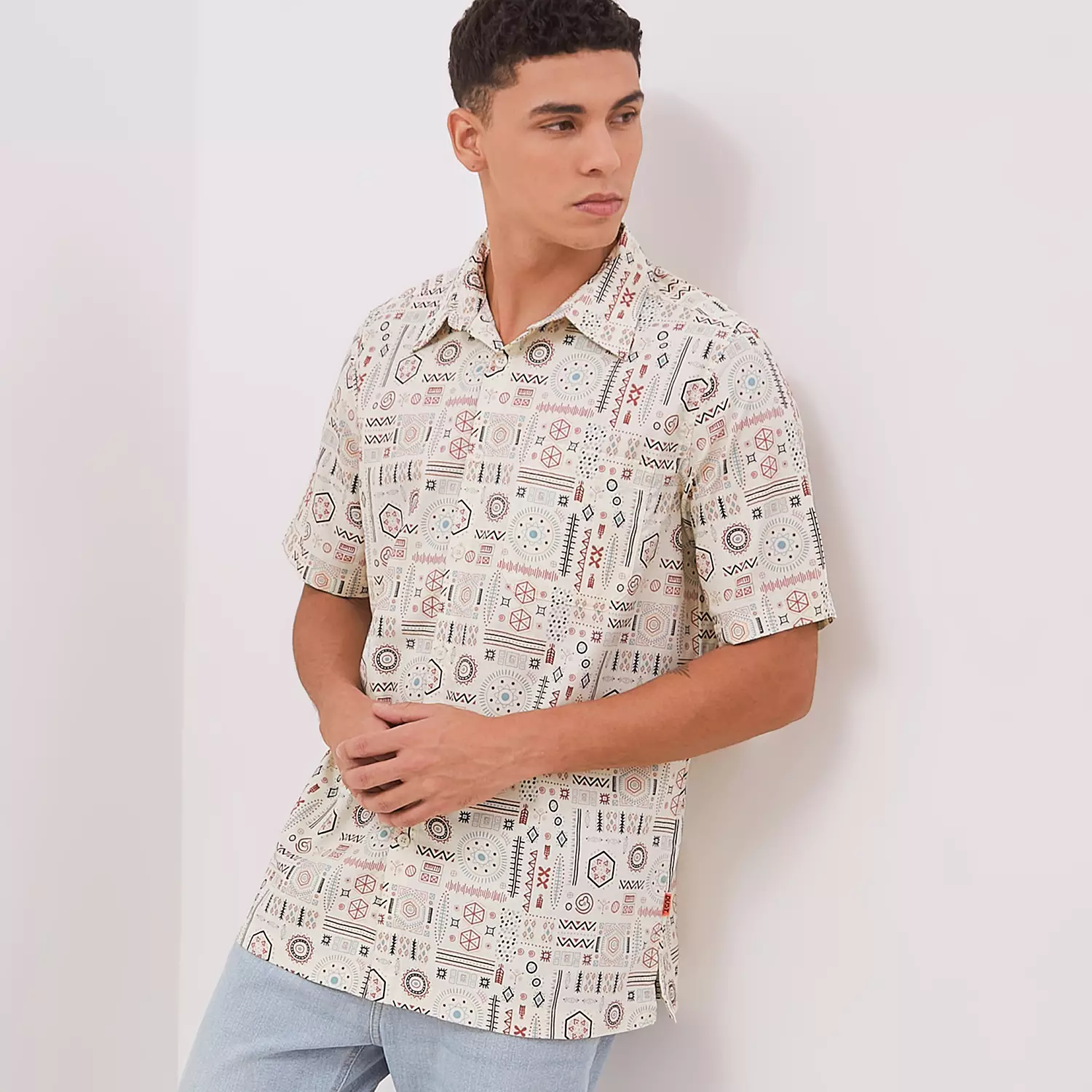 DUST Kemeja Ethnic Rio Cream (DM.1442)