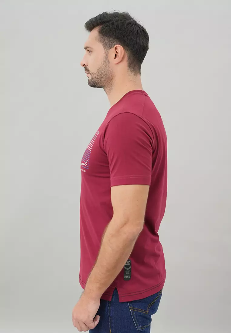 LGS - Slim Fit - Kaos Casual Pria - Lengan Pendek - Polos - Merah - JTS.322.S3206F.02.C