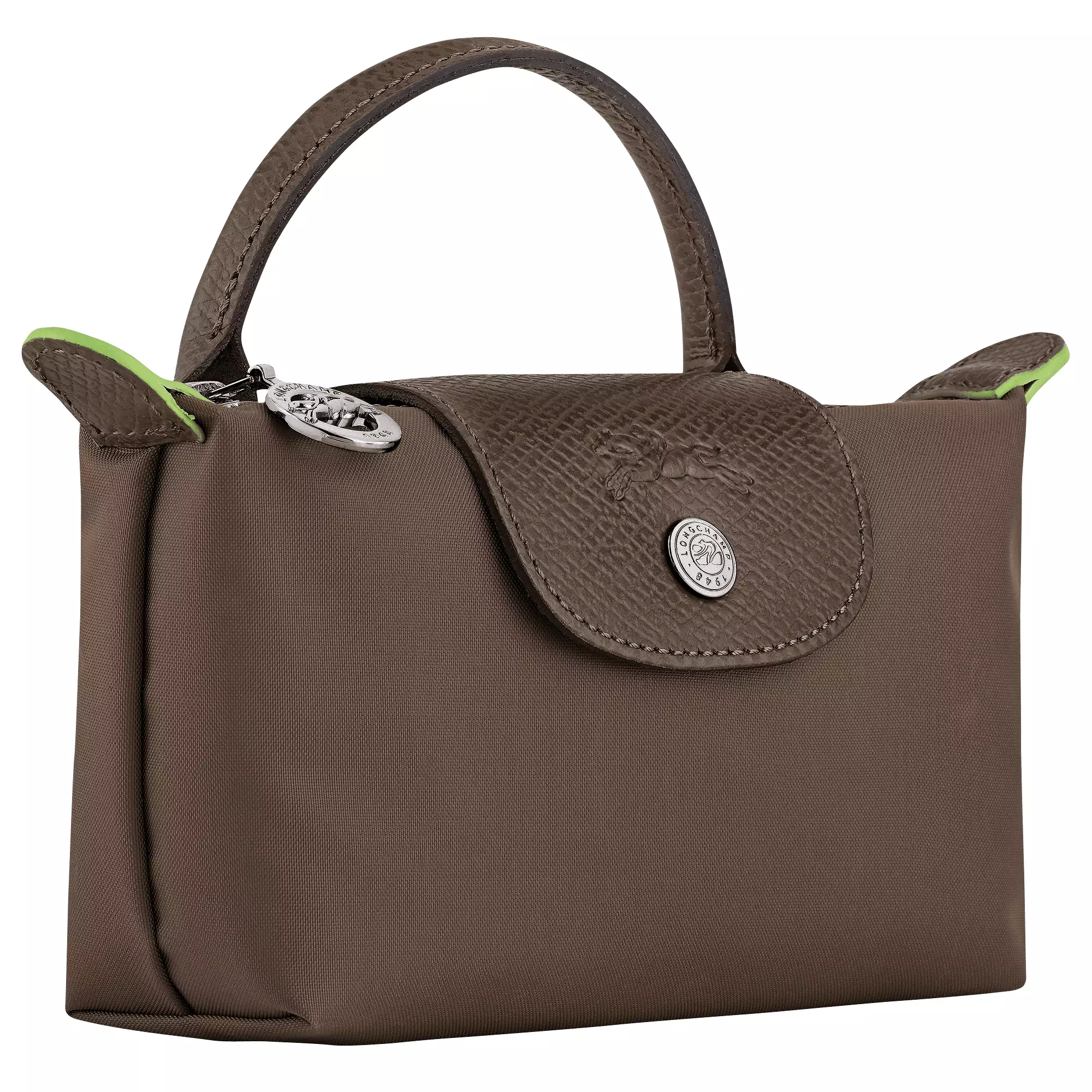 Le Pliage Green Pouch with Handle - Brown Terra