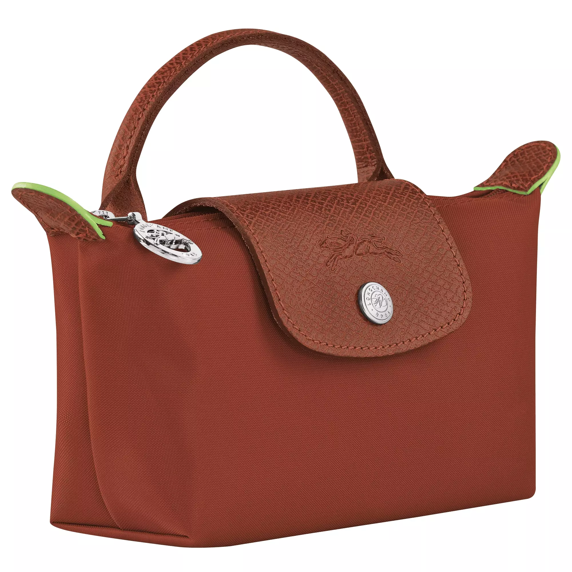Le Pliage Green Pouch with Handle - Brown Chestnut