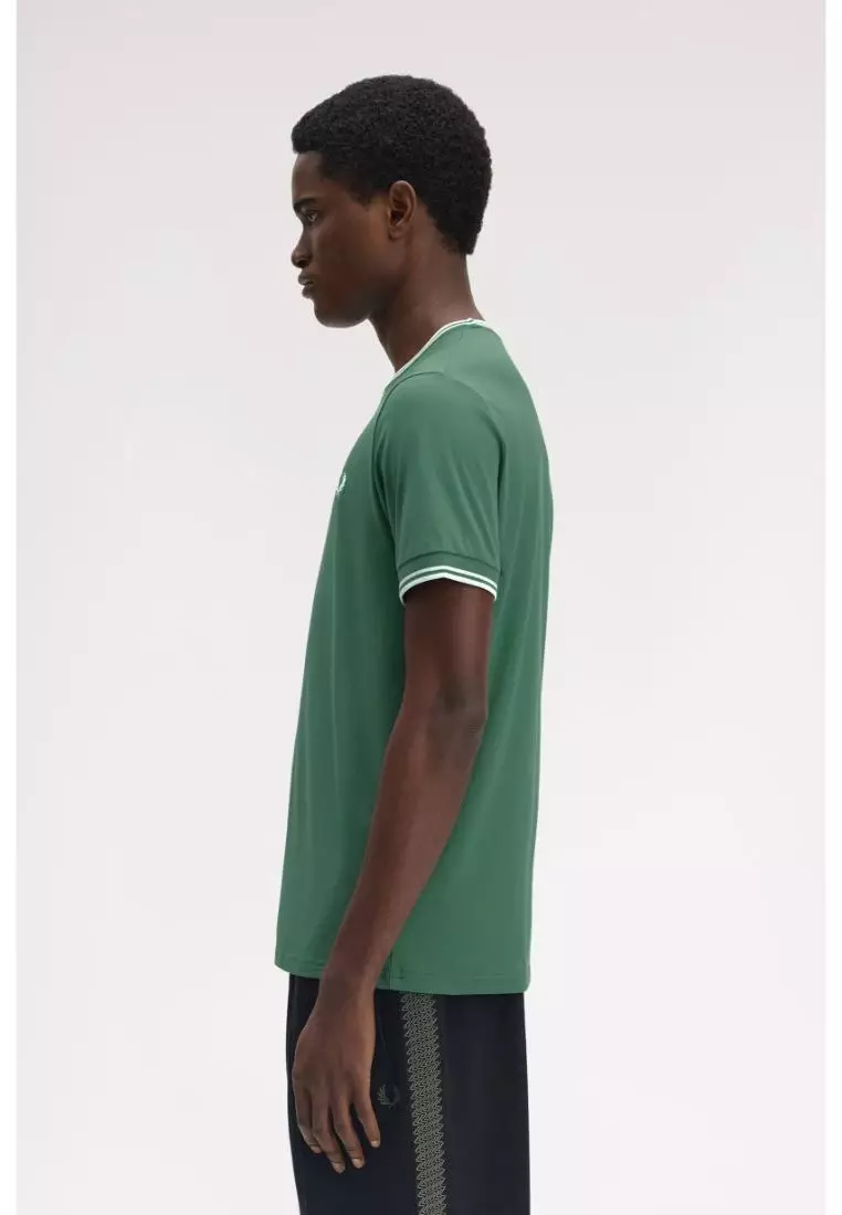 Fred Perry M1588  Twin Tipped T-Shirt (Sport Green / Track Blue / Track Blue)