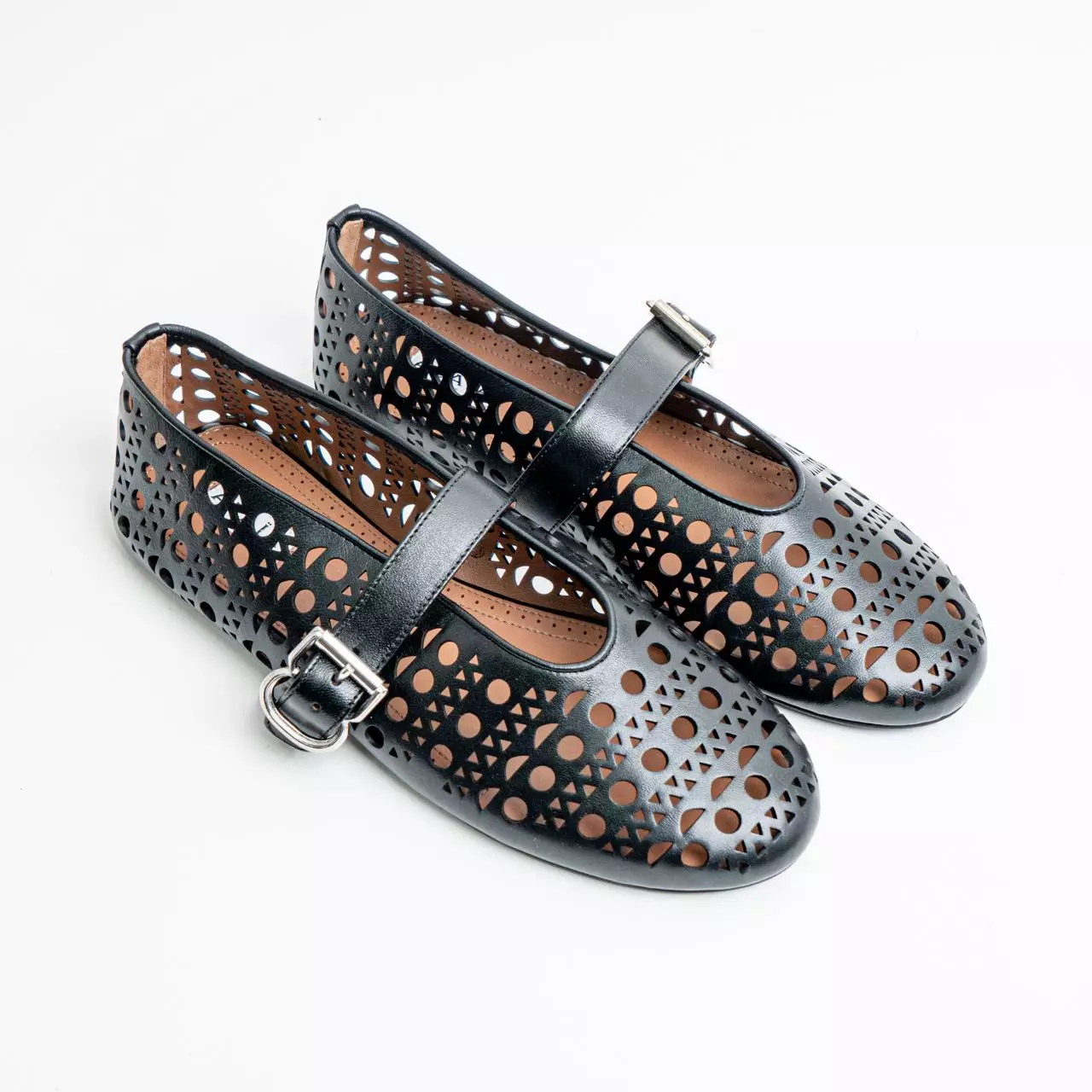 Vienne Lambskin Ballerina Flats Black