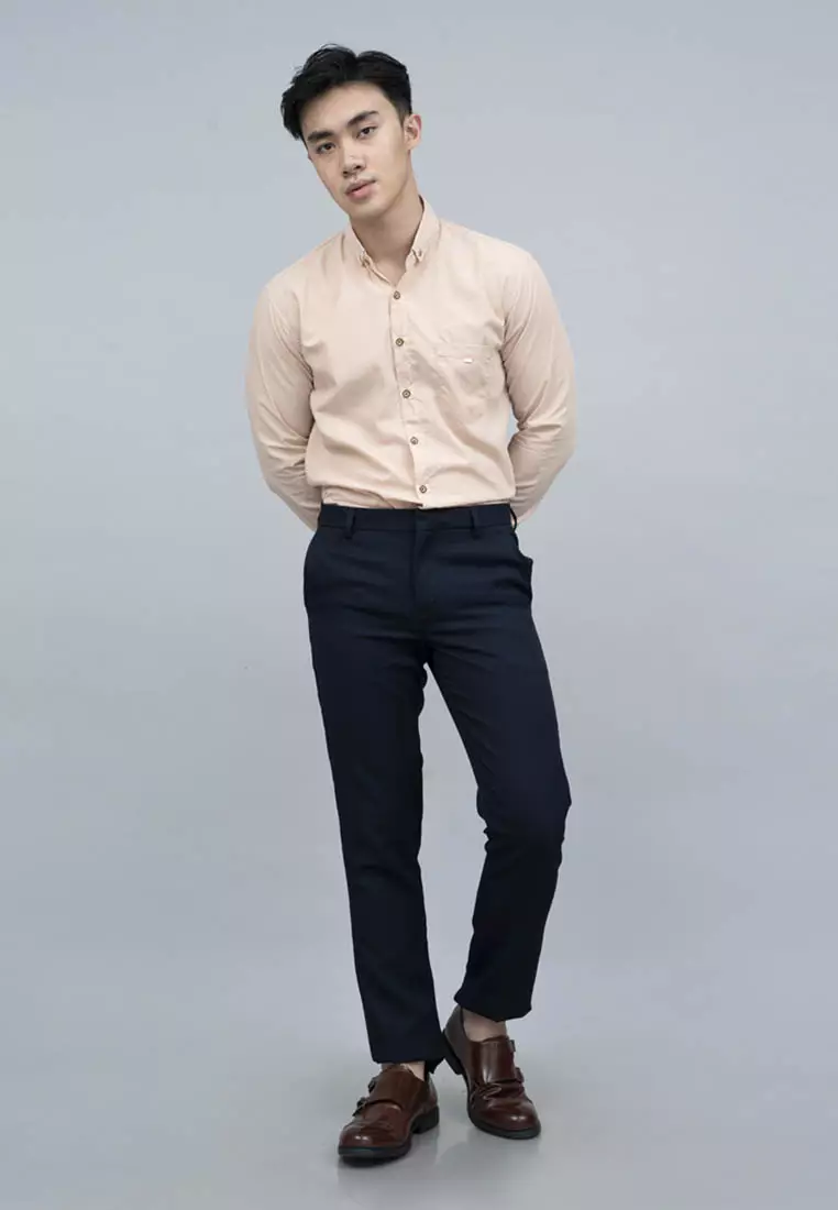 Houseofcuff Kemeja Pria Lengan Panjang Slim Fit Krem