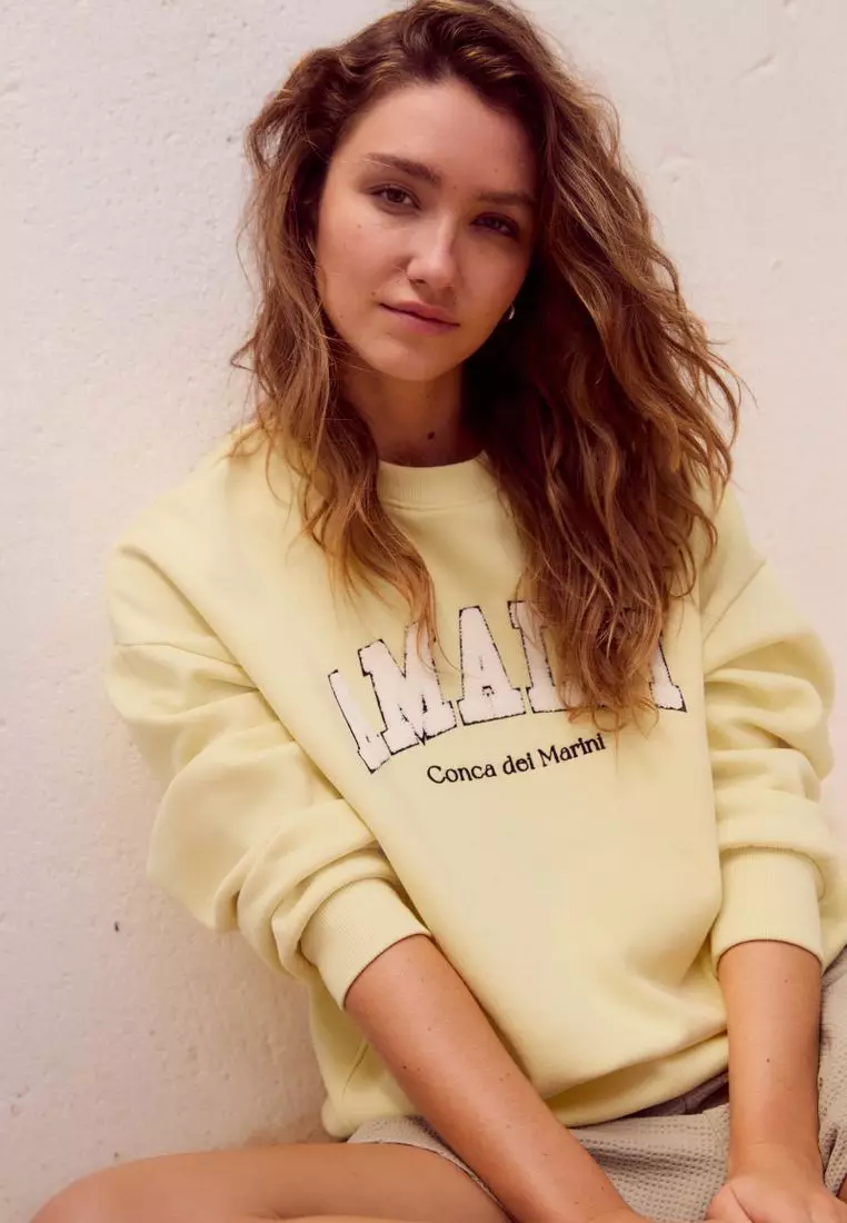Yellow Boucle Amalfi City Graphic Sweat Top