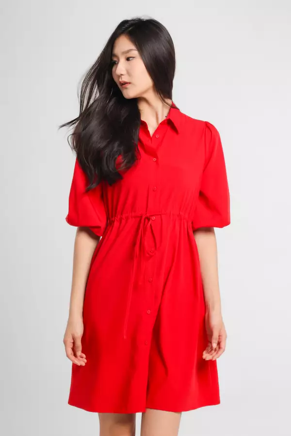 Minimal x Marsha Aruan - Eliza - Dress A-Line - Red Warna Red