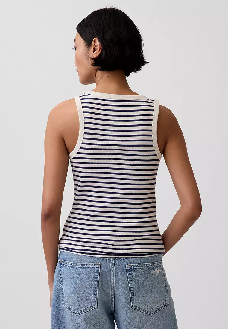 Sleeveless Cotton Logo Tank Top
