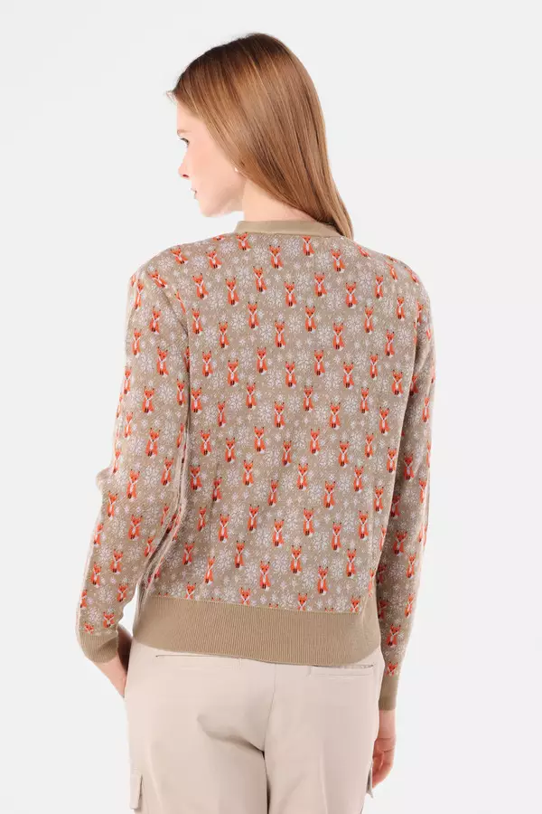 MINIMAL - Trixie - Cardigan Rajut Motif Karakter - Beige Warna Beige
