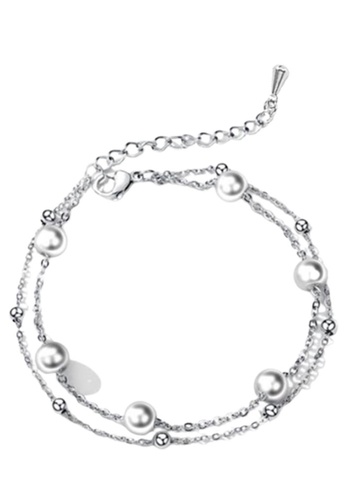YOUNIQ silver YOUNIQ Pearl Silver Steel Connect Link Slim Twin Bracelet 2E579AC7FF23BAGS_1