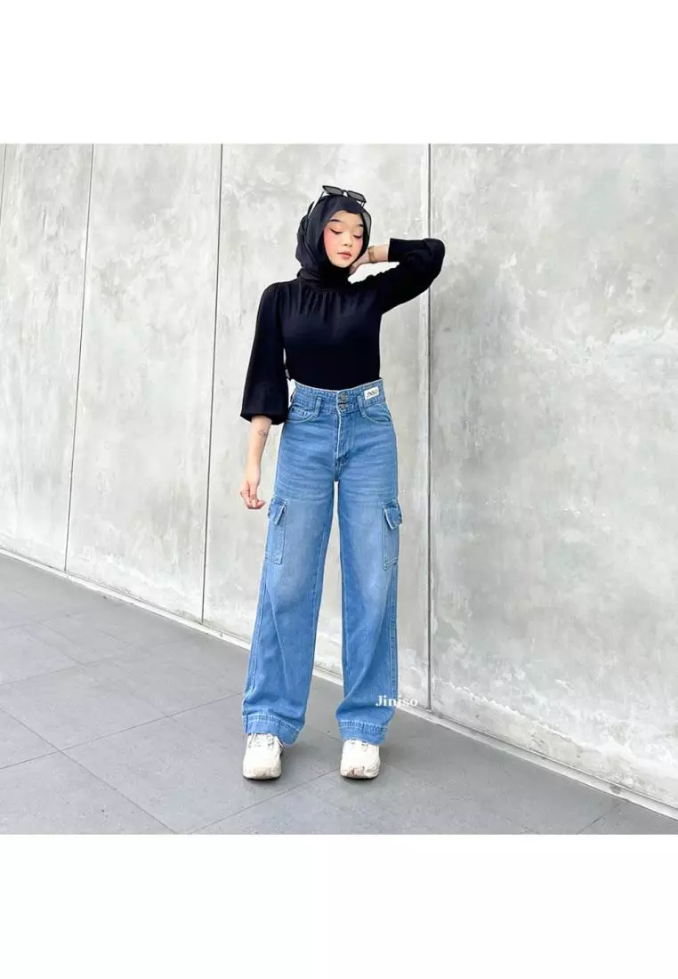 Highwaist Cargo Loose Jeans 461 FEARLESS