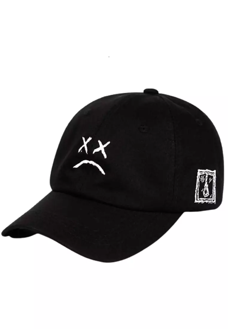 Drsh Topi Baseball Snapback Marshmello Sad Creative Design Material Cotton ORIGINAL - Black