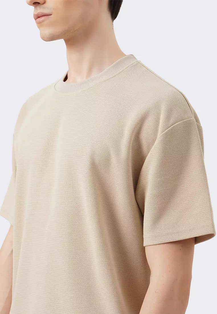 Buy Bocu Men's Textured Crew Neck T-Shirt 2024 Online