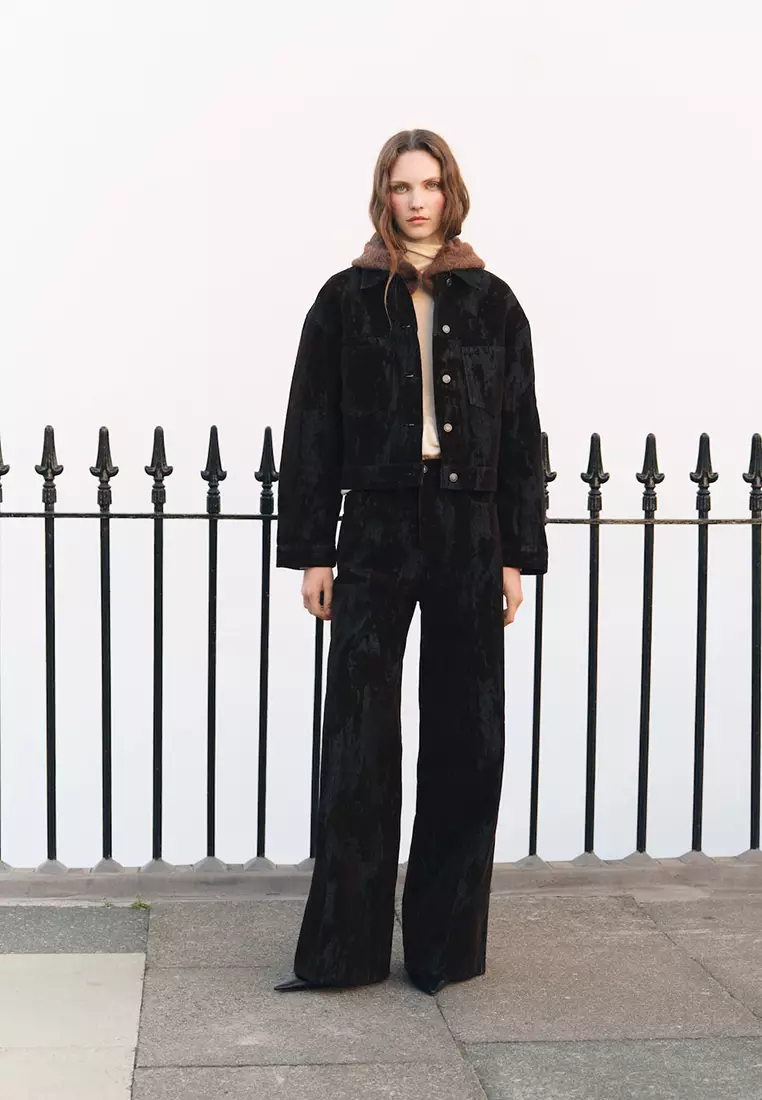 Wide-Leg Devoré Jeans