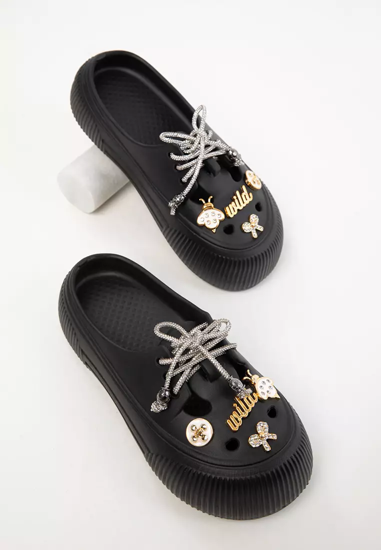 Black Women's Slippers 20406