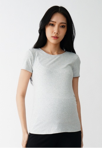 9months Maternity grey Grey Perfect Fit S/S R-Neck Maternity Top 77473AA557710BGS_1