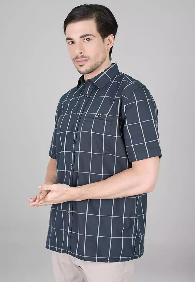 LGS - Regular Fit - Kemeja Casual Pria - Lengan Pendek - Motif Kotak-kotak - CSH.270.S730