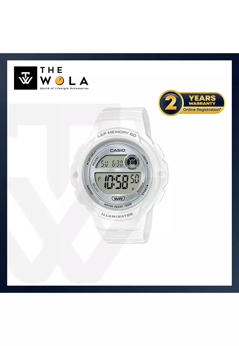 Women's Digital Watch LWS-1200H-7A1 White Resin Strap Women Sport Watch