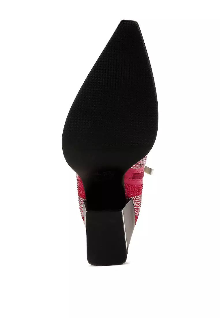 Sepatu bot bertabur berlian imitasi warna fuchsia