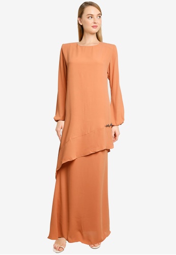 Mini Kurung Chiffon Tilted Beads from Zuco Fashion in Orange
