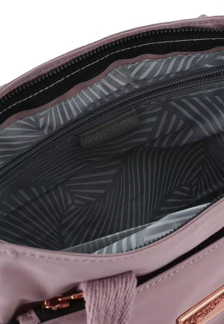 Rose Gold Series Crinkle Nylon Convertible Top Handle Bag