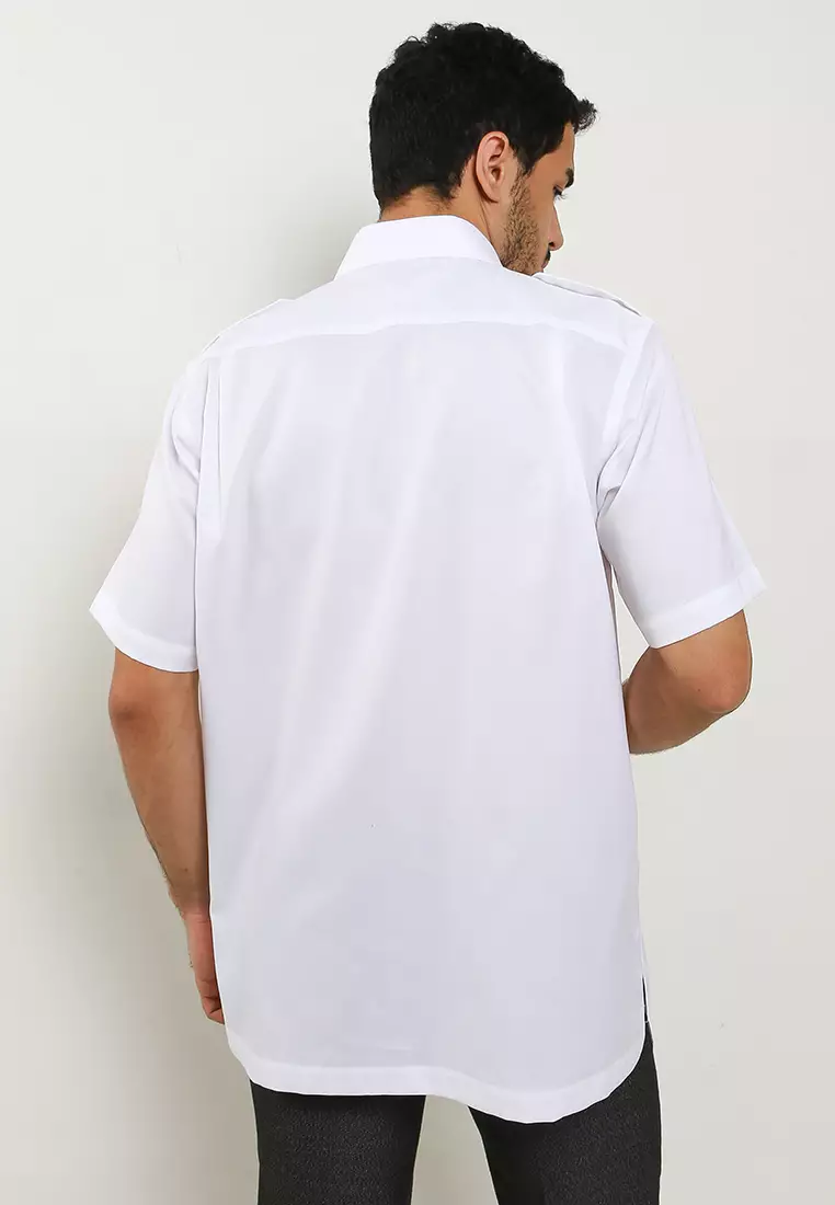 Kemeja Lengan Pendek Pierre Cardin Lopper Jen White - Formal Cotton PDH