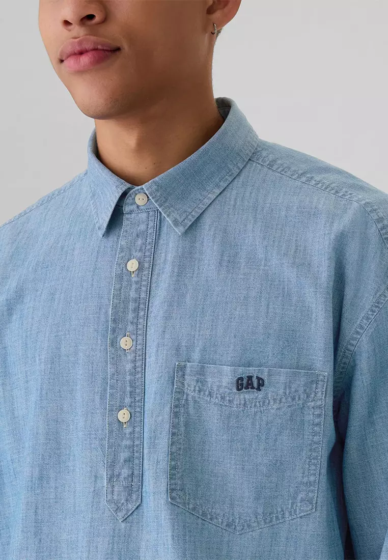 Gap Logo Pullover Chambray Shirt