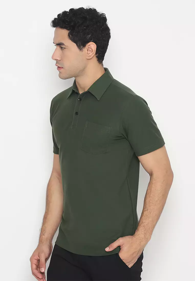Enzy Basic Kaos Polo Premium Polo Shirt Pocket - Olive