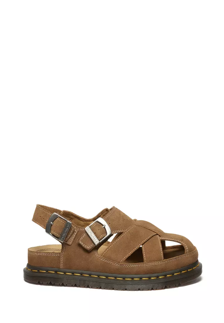 Discount on Dr. Martens  shoes - SKU: Archive Plush Suede Fisherman Tan Sandals Women