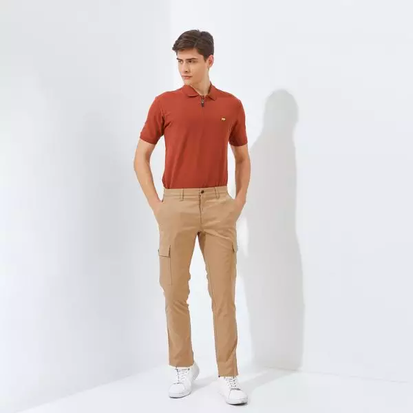 Jack Nicklaus Jaguar Celana Panjang Pria Slim Fit Khaki Warna Khaki