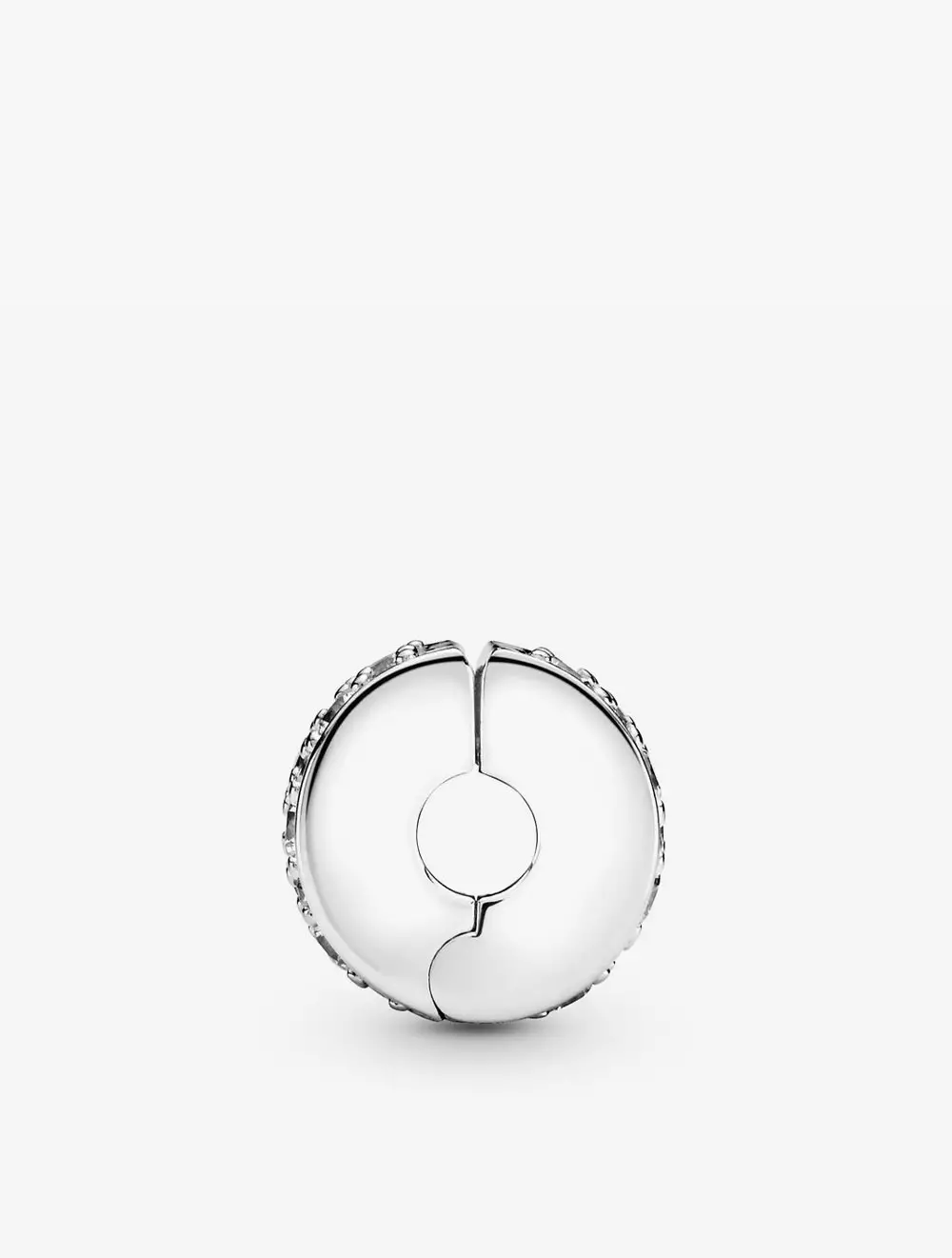 Silver clip with clear cubic zirconia and silicone grip