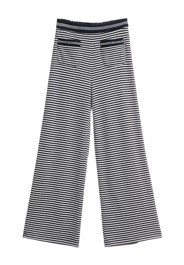 Elastic Waist Stripe Print Pants