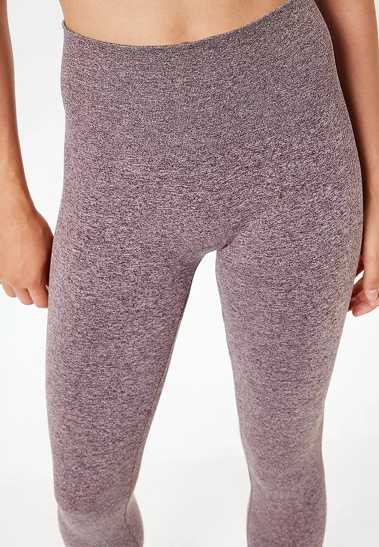 Seamless Leggings Sports High Waist Tulle Detailed Flecked Slim Fit